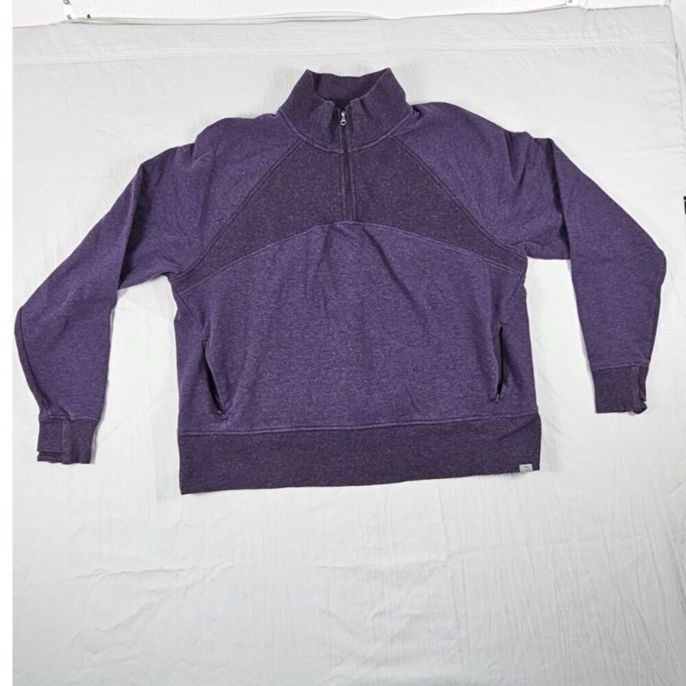 L.L. Bean Women XL Regular Purple 1/4 Zip Pullover Sweatshirt Pocket Heathered